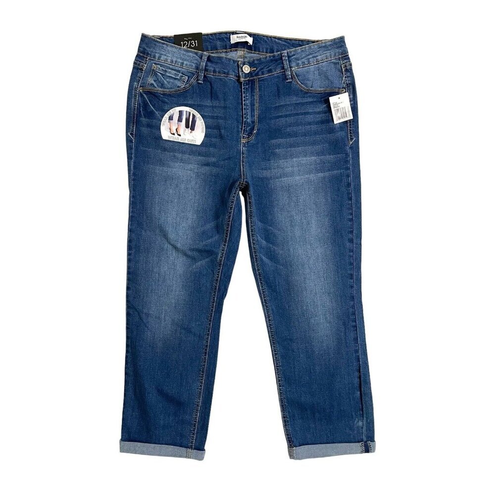 Kensie Jeans Denim Effortless Ankle Mid Rise Rolled Hem Sz 12/31 Nwt — image 3 of 7